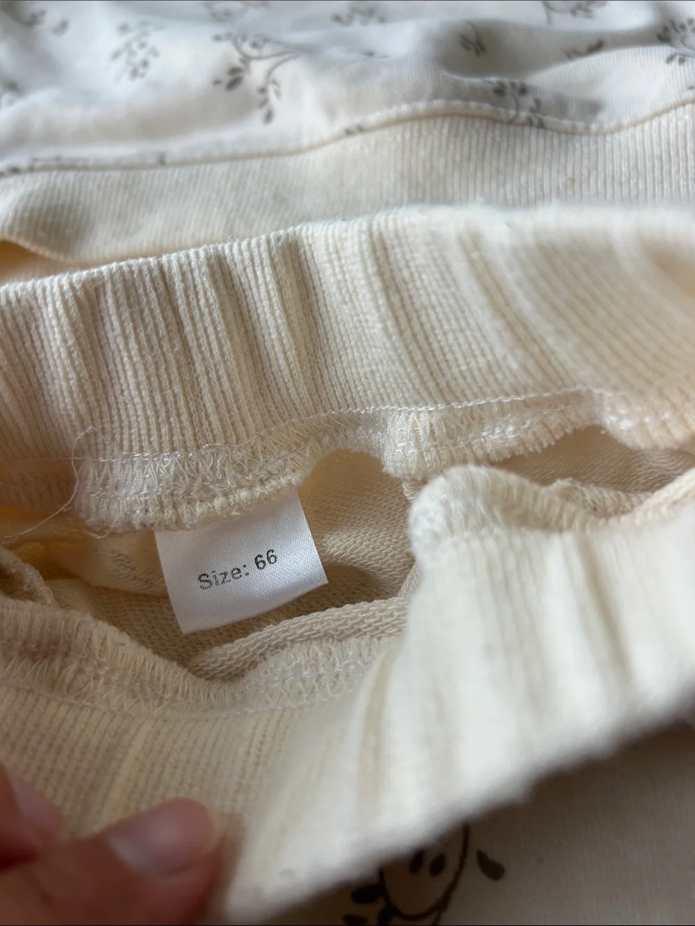 Kids Cream Ribbed Elastic Waist Bottoms